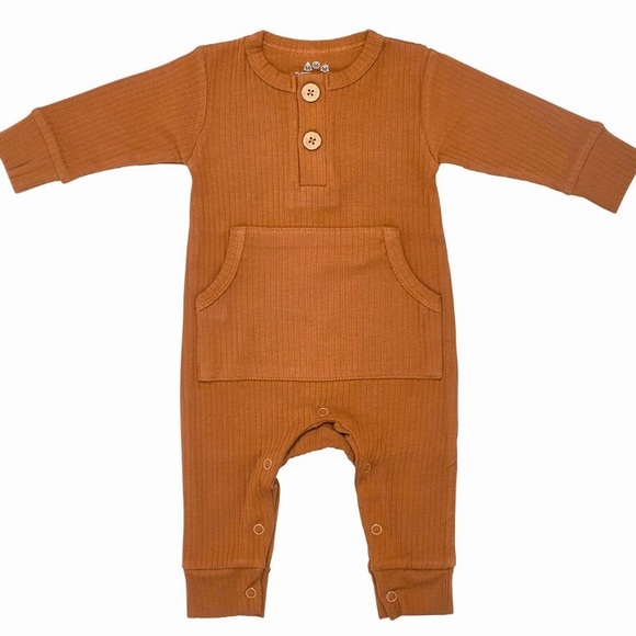 Three Little Tots (2) Baby Ribbed Organic Playsuits with Pockets |Sz 3-6 months - Picture 6 of 12